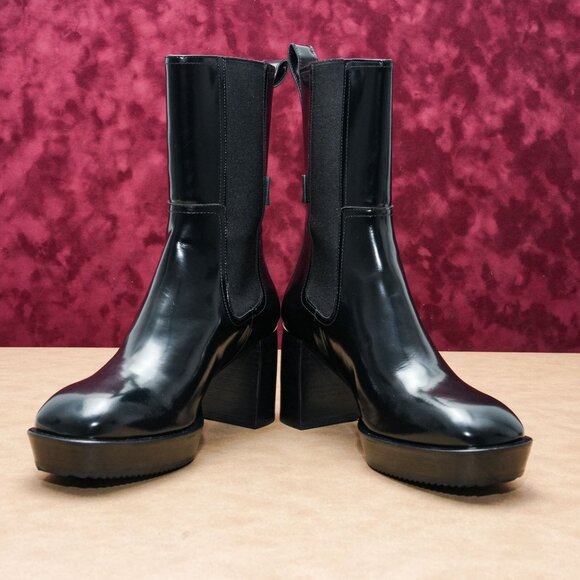 Allsaints Women Lottie Patent Leather Dress Chelsea Mid Calf Boots sz 9US EUR39 - Picture 3 of 9